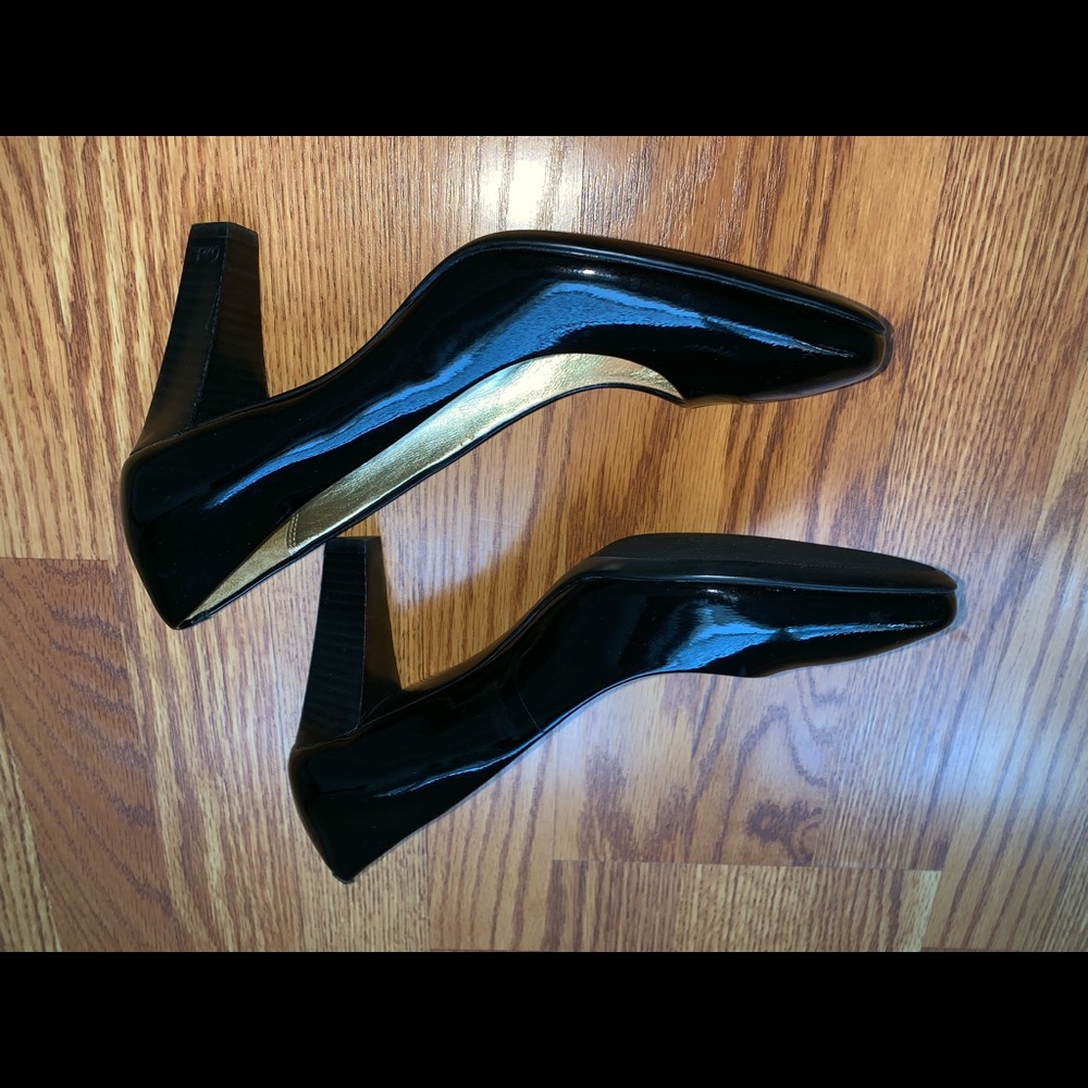 COACH Paten leather 3 inch heels worn one time